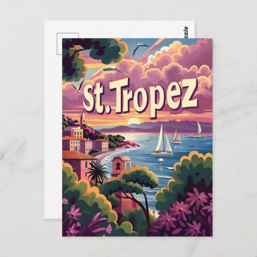 St.Tropez Sunset Postkarte (Vorne/Hinten)
