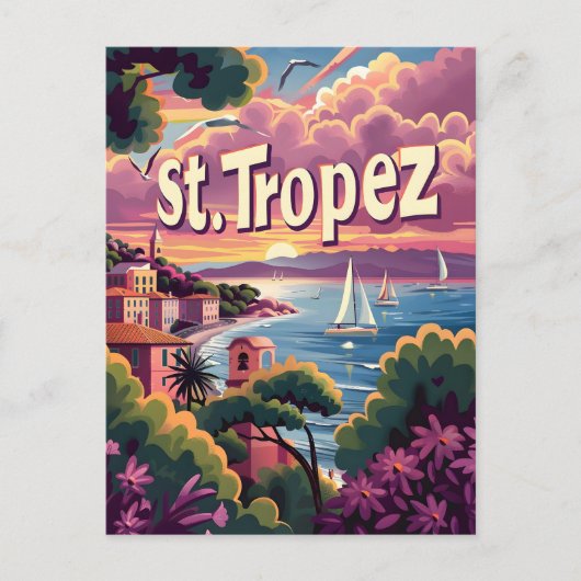 St.Tropez Sunset Postkarte (Vorderseite)