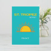 St Tropez, Sunset, Travel Art, Türkis Dankeskarte (Stehend Vorderseite)