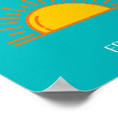 St Tropez, Sunset, Travel Art, Türkis Poster (Ecke)