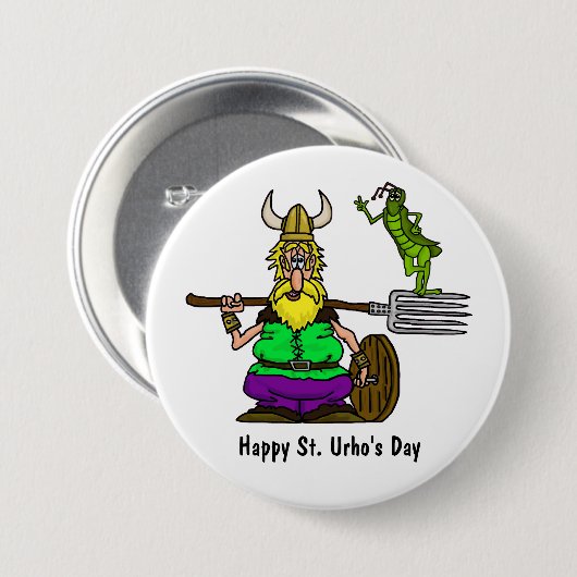 St. Urho Buttons mit Peace Grasshopper (Vorne & Hinten)