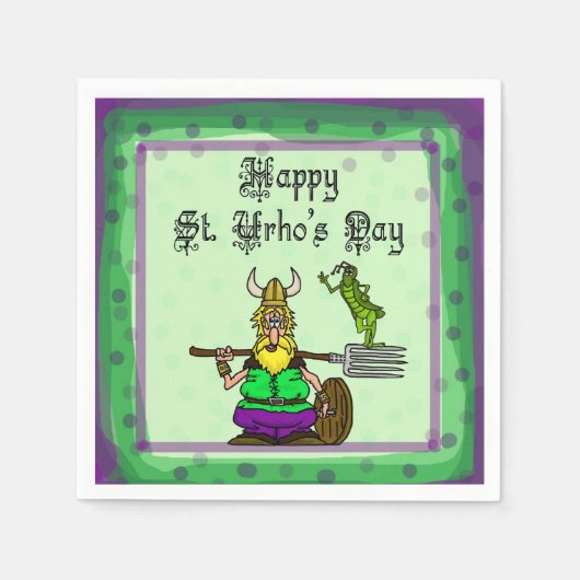 St. Urho Grasshopper Peace Sign Napkins Serviette (Vorderseite)