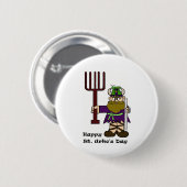 St. Urho mit einer Heuschrecke auf Hut-Knopf Button (Vorne & Hinten)