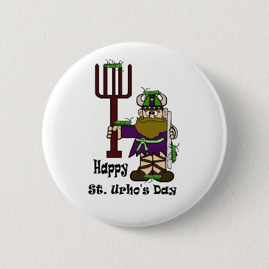 St. Urho mit Losen des Heuschrecken-Knopfes Button (Vorderseite)