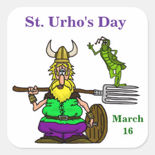 St. Urho Stickers mit Peace Grasshopper