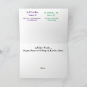 St. Urho und St. Patrick Bugs Snakes Removal Card Karte (Innenseite)