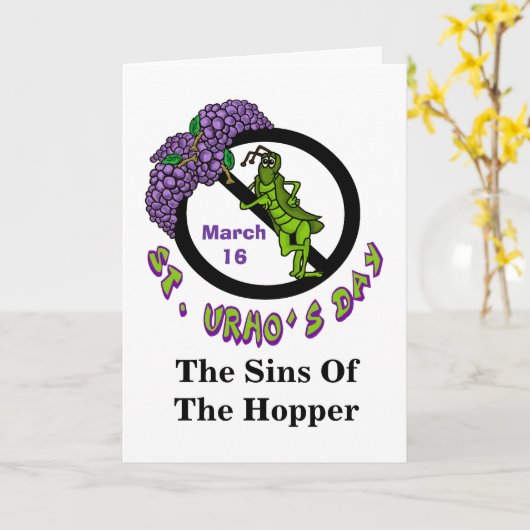 St. Urho's Day Grasshopper Ban Grußkarte Karte (Gelbe Blume)