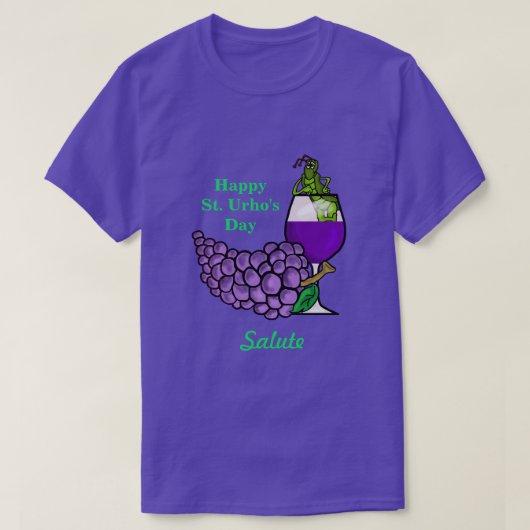 St. Urho's Day Grasshopper mit Wine & Bier Shirt (Design vorne)