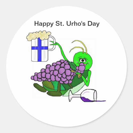 St. Urho's Day Stickers mit Drunken Grasshopper (Vorderseite)