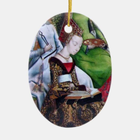 St. Ursula Reading (Detail; M 070) Keramik Ornament (Vorne)