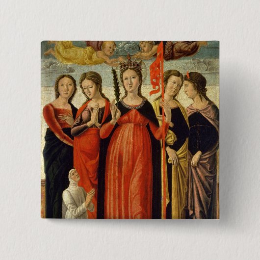 St Ursula und vier Heilige (Tempera auf Platte) Button (Vorderseite)