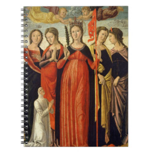 St Ursula und vier Heilige (Tempera auf Platte) Notizblock