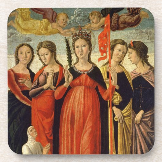 St Ursula und vier Heilige (Tempera auf Platte) Untersetzer (Vorderseite)