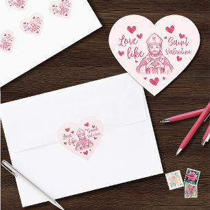 St. Valentin Rosa Katholisches Herz Illustration Herz-Aufkleber