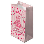 St Valentine Catholic Pink Heart Sketch Artwork Kleine Geschenktüte (Vorderseite Schrägansicht)