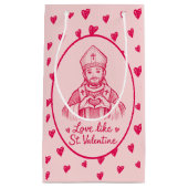 St Valentine Catholic Pink Heart Sketch Artwork Kleine Geschenktüte (Vorderseite)