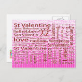 St. Valentine Multilingual Love Feiertagspostkarte (Vorne/Hinten)