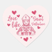 St Valentine Pink Catholic Heart Illustration Herz-Aufkleber (Vorderseite)