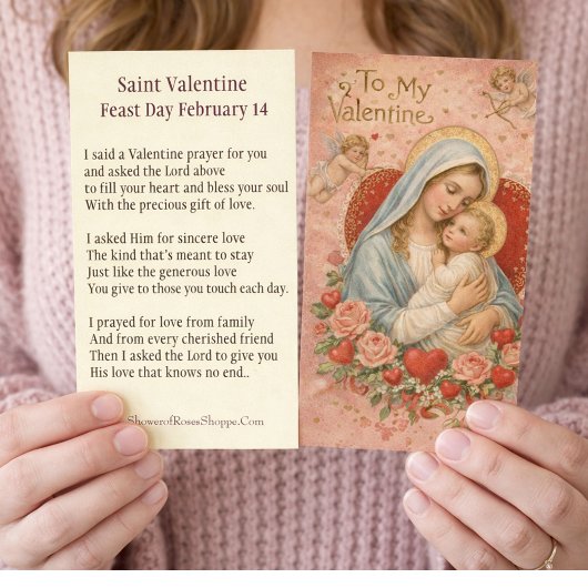 St. Valentine Prayer Poem Religious - Holy Card Visitenkarte