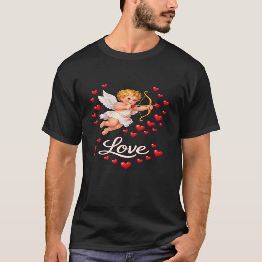 St. Valentines Day Cupid Liebe Herren Schwarz T-Shirt (Vorderseite)