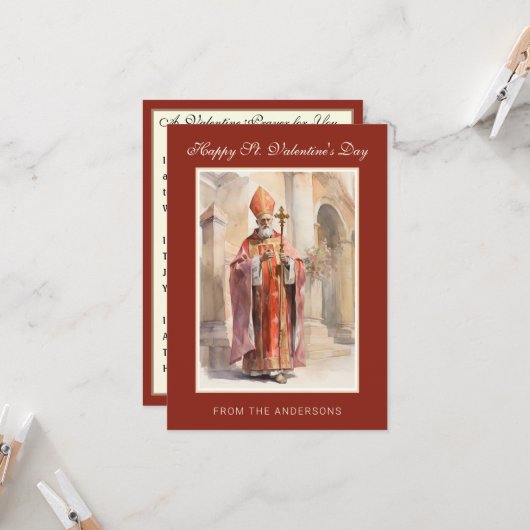 St. Valentinstag Religious Poem Gebet Karte (Vorderseite/Rückseite Beispiel)