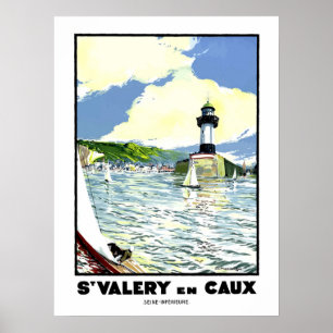 St. Valery en Caux, Wasser, Leuchtturm, Segelboot Poster