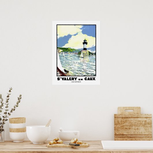 St. Valery en cayx, Wasser, Leuchtturm, Segelboot Poster (Küche)