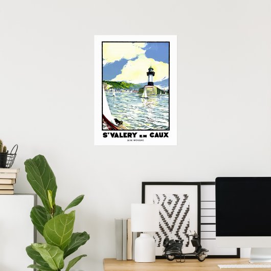 St. Valery en cayx, Wasser, Leuchtturm, Segelboot Poster (Heimbüro)