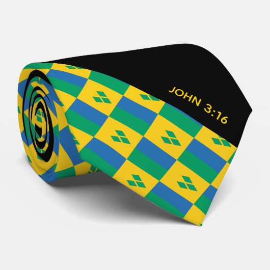 ST VINCENT Christlich Scripture John 3:16 BLACK Krawatte (Gerollt)