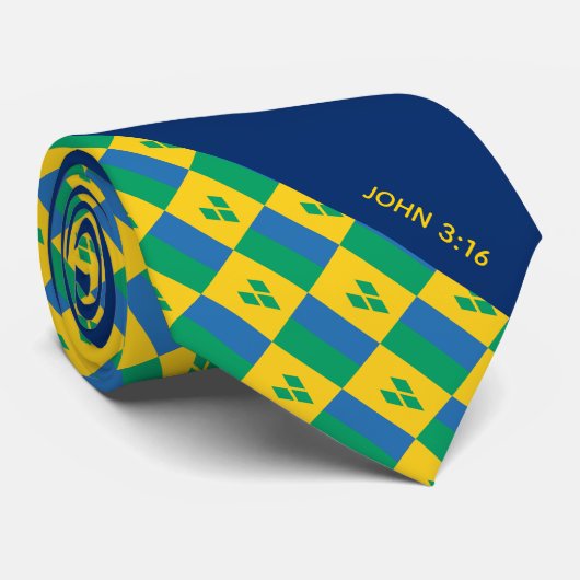 ST VINCENT Christlich Scripture John 3:16 BLAU Krawatte (Gerollt)