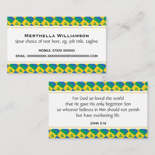 ST. VINCENT Christlich Scripture John 3:16 Visitenkarte (Vorne/Hinten)