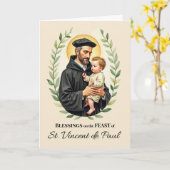 St. Vincent de Paul Feast Day Segen Wreath Karte (Gelbe Blume)
