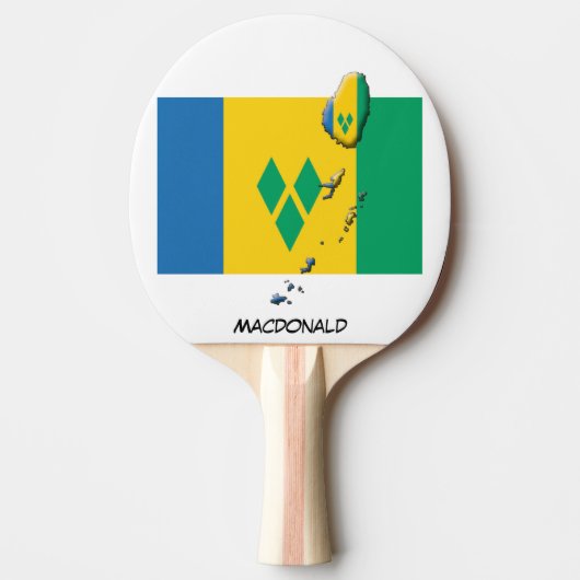 ST VINCENT FLAG & MAP Personalisiert Tischtennis Schläger (Vorderseite)