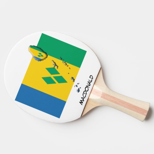 ST VINCENT FLAG & MAP Personalisiert Tischtennis Schläger (Seitenansicht)