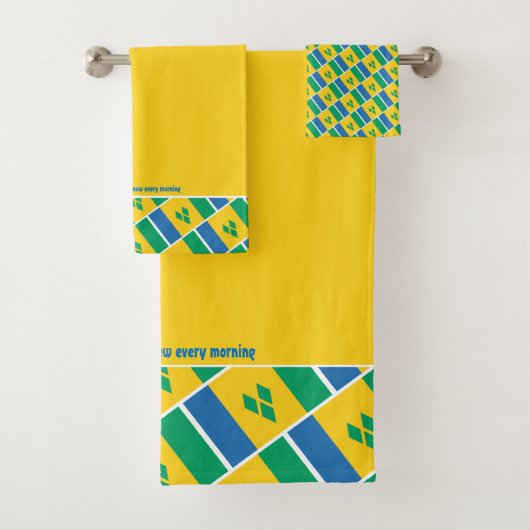 ST VINCENT FLAG Personalisiert Scripting YELLOW Badhandtuch Set (Insitu)