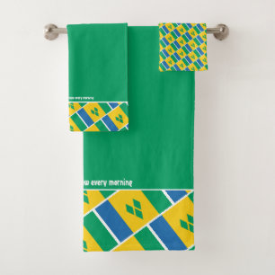 ST VINCENT FLAG Personalisierte Schrift GRÜNE Badhandtuch Set