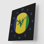 St Vincent Flag Round Clock Quadratische Wanduhr (Winkel)