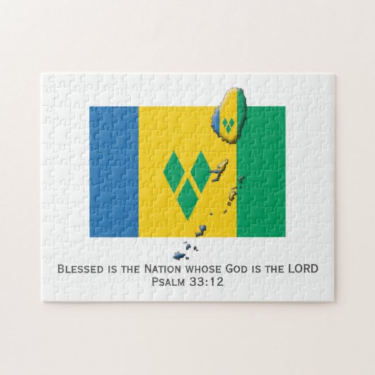 ST VINCENT | Gesegnete Nation | VINKENTIERTER FLAG Puzzle (Horizontal)