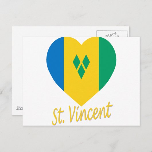 St Vincent / Grenadines Flag Herz Postkarte (Vorne/Hinten)