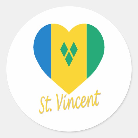 St Vincent / Grenadines Flag Herz Runder Aufkleber (Vorderseite)