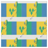 ST VINCENT GRENADINES Flag Map Kontur Stoff (Nahaufnahme)