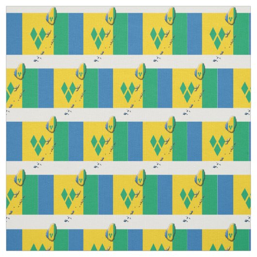 ST VINCENT GRENADINES Flag Map Kontur Stoff (Muster)