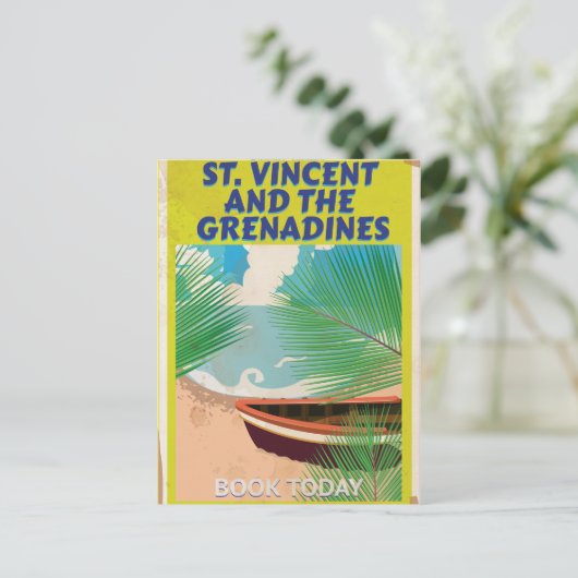 St. Vincent und das Grenadines Reiseplakat Postkarte (Stehend Vorderseite)