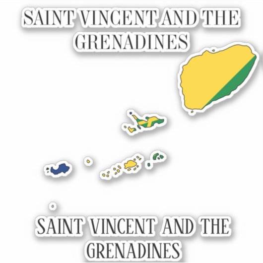St. Vincent und die Grenadinen-Flag-Karte Aufkleber (Vorderseite)