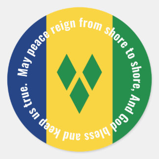 St. Vincent und die Grenadinen Flaggenhymne Vincy  Runder Aufkleber