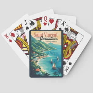 St. Vincent und die Grenadinen Landschaft Retro Spielkarten