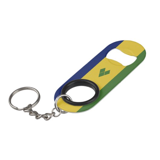 St. Vincent und die Grenadinen Mini Flaschenöffner (Vorderseite Schrägansicht)