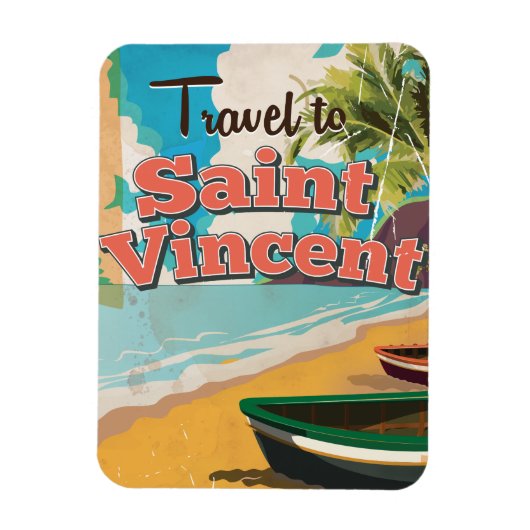 St. Vincent Vintage Reiseplakat. Magnet (Vertikal)