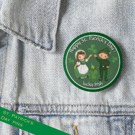 ST. Vintag Leprechaun und Girl Button