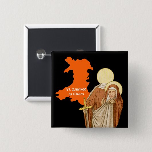 St. Winifred von Wales (P 002) Button (Vorne & Hinten)